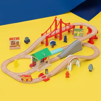 עץ הרכבת מסלול להגדיר חשמלי מגנטי הרכבת הרכבת צעצועים תואם עם פותח מסלול צעצועים חינוכיים לילדים מתנות