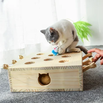 צ ' ייס עץ מוזר עם העכבר להקניט מגרד מקל מבוך חתול צעצוע צעצוע אינטראקטיבי האנט מבוך חתולים מכרסמים מכה חתול אינטראקטיבי