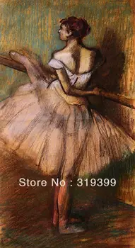 ציור שמן רבייה על בד קנבס,רקדנית על ברה מאת אדגר דגה,משלוח חינם,בעבודת יד,איכותיים