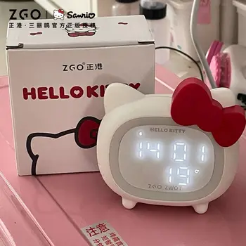 קריקטורה Sanrio Hellokitty שקט שעון חמוד קישוט חדר Bluetooth Audio LED מנורת אווירה ילדים מתנות ליום הולדת