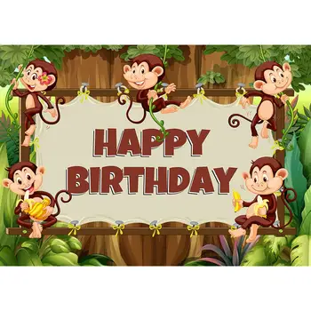 קריקטורה קוף בג ' ונגל בננה תמונת רקע ויניל בד תפאורות עבור ילדים תינוק מסיבת יום הולדת Photocall צילום אביזרים