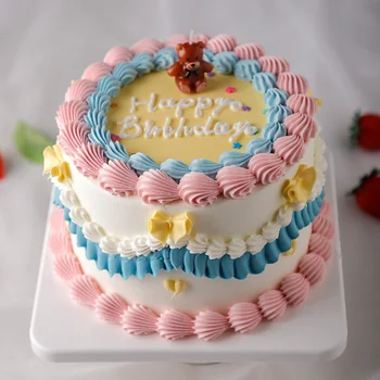 רטרו קוריאנית עוגה מודל סימולציה יום הולדת מזויפת עוגת 8 אינץ ' עוגה מודל