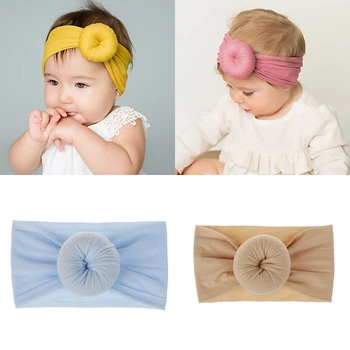 תינוק הכובעים 6-צבע ניילון לילדים, אביזרי שיער סופר רך כדור עגול ניילון רחב לשיער אופנה
